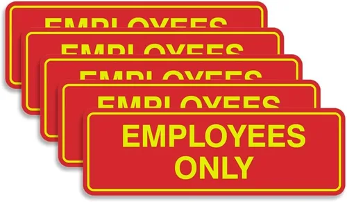 Vista 53 de Letrero estándar de solo empleados - Negro - Pequeño (1 paquete)