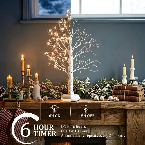Vista 7 de EAMBRITE Árbol de abedul iluminado con luces LED, lámpara de árbol