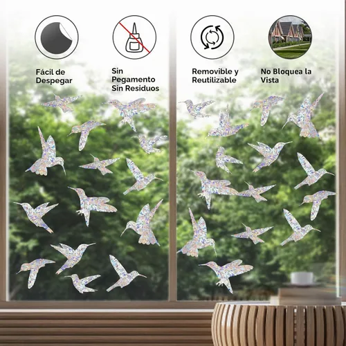 Vista 4 de Calcomanías de ventana para prevenir golpes de pájaros, 24 piezas de calcomanías adhesivas para ventana para prevención de golpes (pájaros)