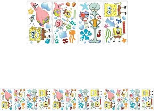 Vista 3 de Calcomanías de pared RoomMates RMK1380SCS Spongebob Squarepants RMK1380SCS, decoración de habitación de niños, extraíble, sala de juegos, apta