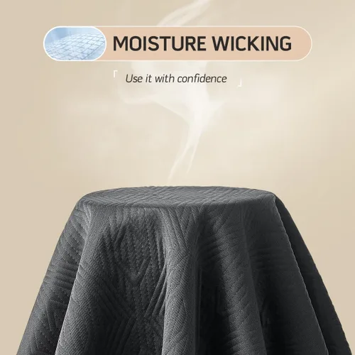 Vista 7 de Protector de colchón negro jacquard 100% impermeable tamaño individual, silencioso, antideslizante, transpirable, rayón de bambú, acolchado, sábana