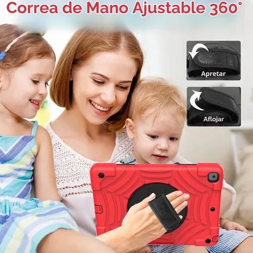 Vista 6 de BMOUO Funda para iPad de 9ª/8ª/7ª generación -10.2 pulgadas 2021/2020/2019 con protector de pantalla, soporte giratorio de 360º correa de mano