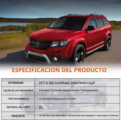 Vista 7 de Juego de luces antiniebla para Dodge Journey 2010-2020 con bombilla + cubierta de bisel negro, montaje de lámparas antiniebla de conducción
