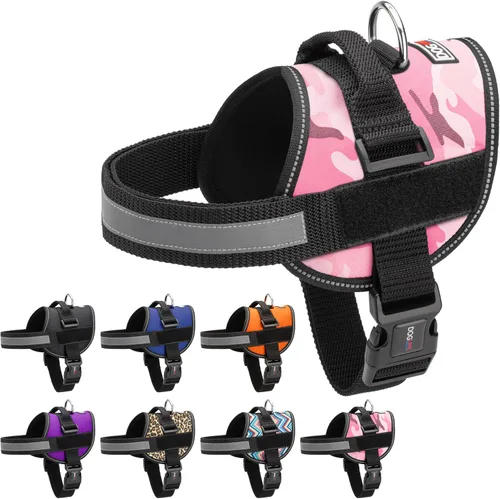 Vista 12 de Dogline Arnés para perro, chaleco reflectante ajustable sin tirones con asa para caminar, entrenar, transpirable, arnés sin estrangulamiento