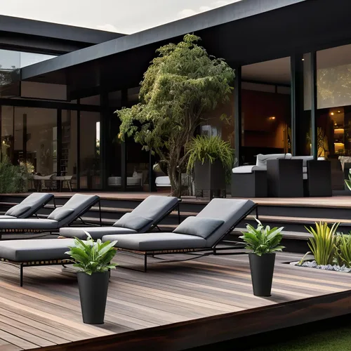 Vista 6 de Kante Juego de 2 Macetas Redondas Altas, Macetas Decorativas de 13 Pulgadas de Alto para Exterior Interior Jardín Patio Porche Delantero (Negro)