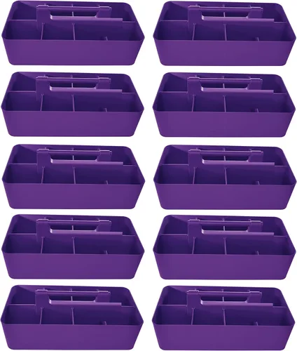 Vista 10 de Cesta grande portátil, divisores DIY, 8 compartimentos, organizador para suministros escolares, de oficina, para el hogar y negocios, cesta portátil