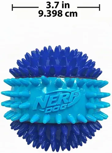 Vista 5 de Nerf Dog 9.4 cm TPR Pelota de chirrido con picos de 3 partes para perros - Azul oscuro/Azul claro
