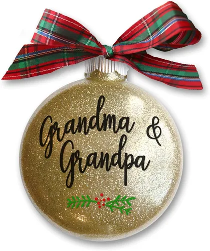 Vista 7 de Adorno de Navidad para padrino, bautizo o bautismo para padrinos, anuncio de embarazo, propuesta de padrino, bola de purpurina roja hecha a mano