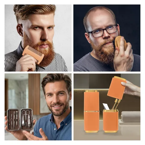 Vista 7 de Juego de 21 cestas de regalo de sándalo para el baño y el cuidado del cuerpo para hombres, regalos del día del padre para papá, juego de regalo