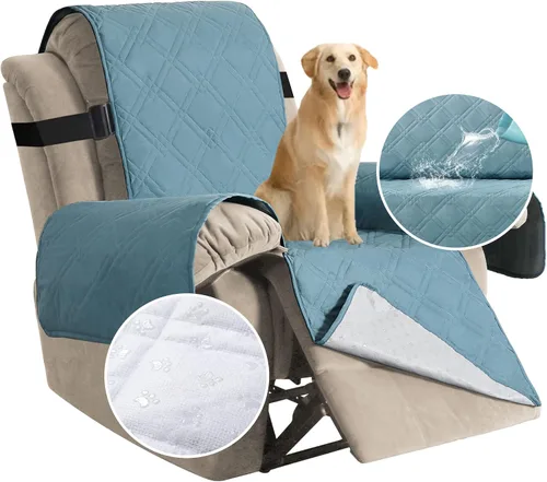 Vista 17 de H.VERSAILTEX - Funda protectora para sillón reclinable 100% impermeable, acolchada, con correa elástica y parte posterior con huellitas de silicón