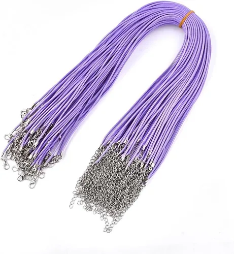 Vista 17 de 100 piezas de cordón encerado de 17 a 19 pulgadas, cuerda trenzada ajustable, para collares, colgantes para hacer joyas, cadenas con cierre de Azure