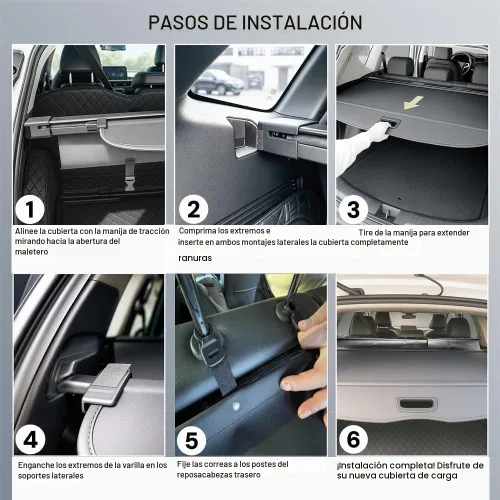 Vista 9 de cubierta retráctil para equipaje compatible con Toyota Highlander 2014 2015 2016 2017 2018 2019, impermeable, protector de seguridad, tonneau
