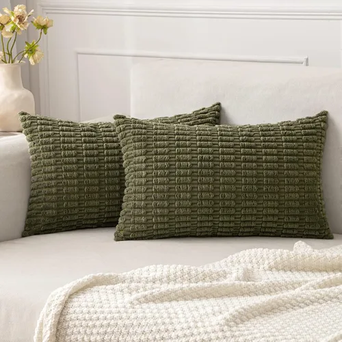 Vista 40 de MIULEE - Paquete de 2 fundas de cojín decorativas de corduroy, modernas y boho, suaves, con rayas, decoración del hogar, sofá, sala de estar, sillón