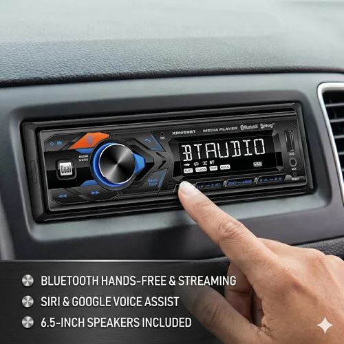 Vista 2 de Dual Electronics CPM5965 Receptor estéreo de coche con pantalla LCD de 7 caracteres único DIN con (2) altavoces de 2 vías multiajuste de 6.5