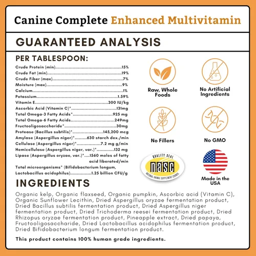 Vista 7 de Wholistic Pet Organics Canine Complete - Polvo multivitamínico para perros, 1 libra, vitaminas diarias para perros y suplementos para alimentos