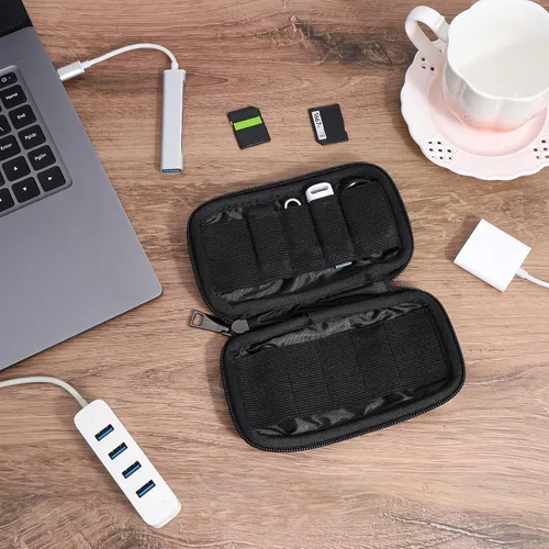 Vista 4 de Ouligay Estuche organizador para unidad flash USB, 10 ranuras, soporte USB, bolsa de almacenamiento portátil para pulgar, caja negra
