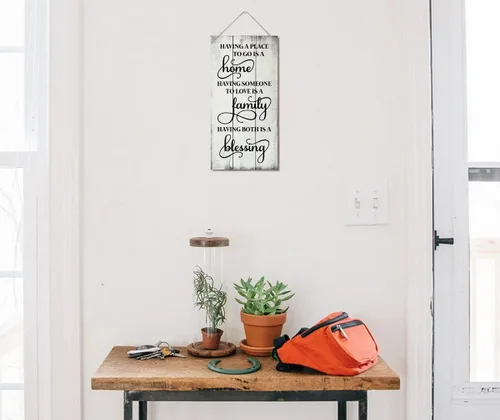 Vista 2 de Letrero decorativo con texto en inglés «Having Somewhere to Go», letrero de madera impresa para pared, regalos de inauguración de la casa
