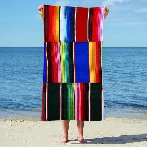Vista 3 de CafePress Serape Stripes - Toalla de algodón absorbente de 30 x 60 pulgadas, suave para playa y piscina