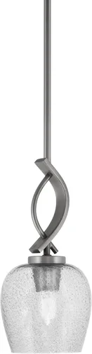 Vista 105 de Toltec Lighting Cavella Stem Colgado Mini colgante, acabado grafito, vidrio de muselina blanca de 4 pulgadas
