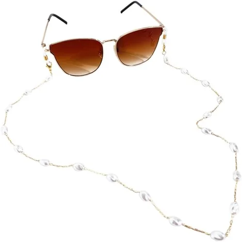 Vista 2 de Cadena de gafas de perlas para mujer, correa para gafas de sol, collar de cristal de lectura, soporte de seguridad