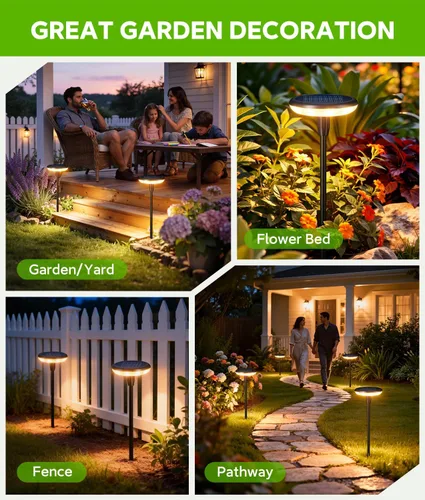 Vista 8 de LETMY Luces solares para caminos al aire libre, paquete de 8 luces solares