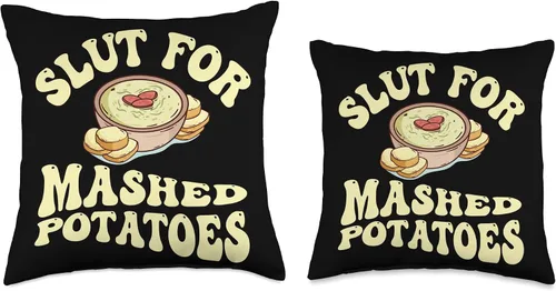 Vista 3 de Slut For Mashed Potatoes Seasoning and Chick Funny Gag Gifts - Almohada de 16 x 16 pulgadas, multicolor