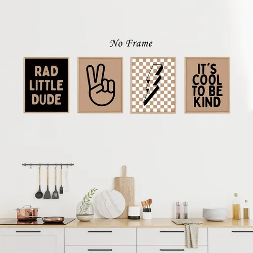 Vista 4 de Boat Wades Carteles retro a cuadros, 4 unidades, decoración de habitación preparada, decoración de habitación para niños pequeños, decoración