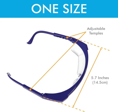 Vista 3 de Gafas de seguridad protectoras ajustables con lente envolvente transparente, antivaho y resistentes a los arañazos (3, azul)