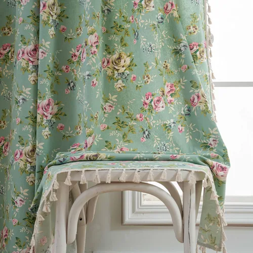 Vista 26 de BHUSB Cortinas rústicas para sala de estar de 63 pulgadas de largo, cortinas de ventana de lino y algodón con estampado floral bohemio, cortinas