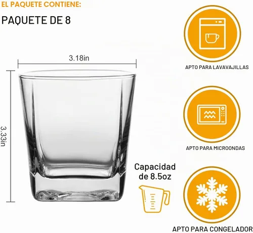 Vista 2 de Maredash Juego de 8 vasos para beber, juego de cristalería que incluye 8