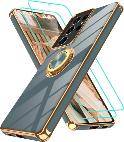 Vista 205 de Funda para Motorola Moto G 5G 2024: Funda Moto G Play 5G 2024 con 2 piezas de protectores de pantalla, soporte de anillo de rotación de 360°