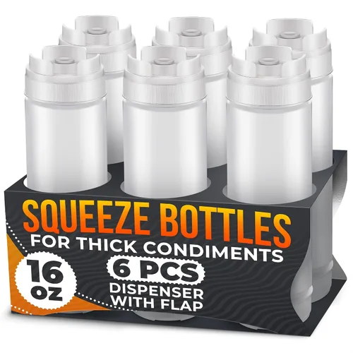 Vista 18 de BURIUS Paquete de 6 botellas pequeñas de 4 onzas para líquidos, botellas transparentes para condimentos exprimibles para salsas, salsa de tomate