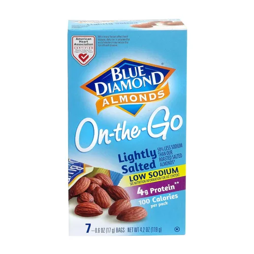 Vista 5 de Blue Diamond Almonds, Bolsas bajas en sodio ligeramente saladas, 100 calorías (paquete de 7)