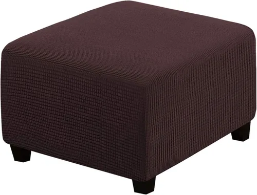 Vista 9 de ADPON Fundas otomanas cuadradas, fundas otomanas, protector de taburete de almacenamiento plegable, parte inferior elástica, tela jacquard de Negro