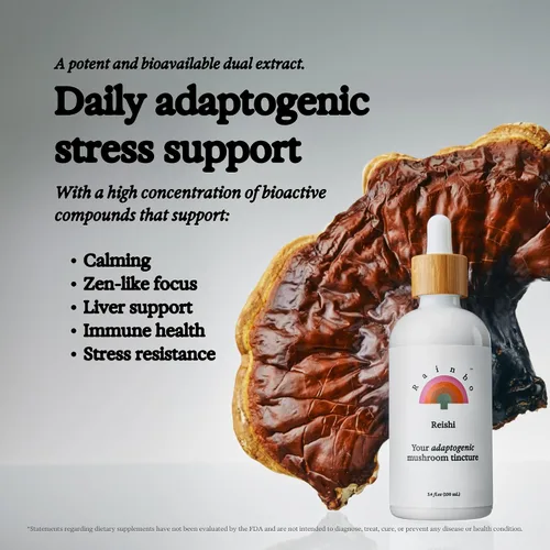 Vista 7 de Rainbo Paquete de alivio del estrés de hongos sin alcohol, extracto de hongo Cordyceps + tintura de hongo Reishi, tinturas de hongos diarios