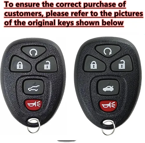Vista 2 de Carcasa protectora para llave inteligente para Chevy con llavero compatible con Buick Lucerna 2007-2015, Chevy Impala, Monte Carlo/Cadillac DTS.