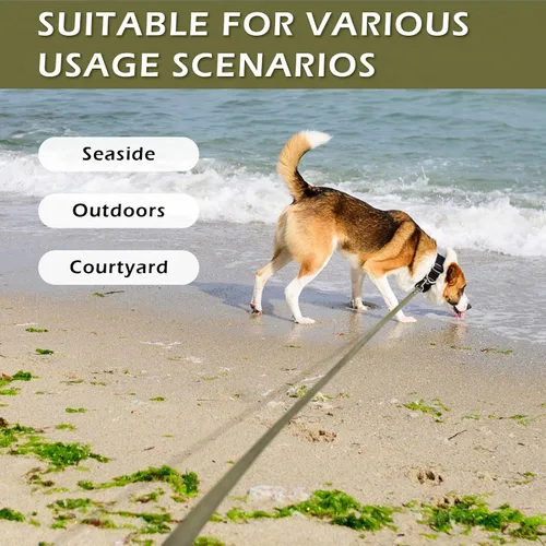 Vista 6 de WOLFONE Correa de PVC impermeable para perro, correa de entrenamiento larga de 10 pies, núcleo de nailon resistente sin enredos, correa recubierta