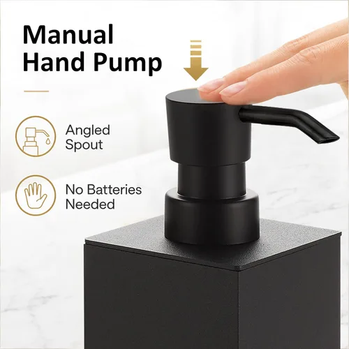 Vista 4 de BGL Black Soap Dispenser for Kitchen & Bathroom, Modern Square Liquid Hand Soap Pump, Rustproof Matte Black Lotion Dispenser with Non-Slip Bottom