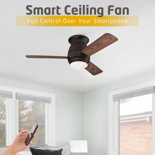 Vista 2 de Ciata Ventiladores de techo de 44 pulgadas con luces - Ventilador de techo inteligente para dormitorio/sala de estar - Ventilador de techo avanzado