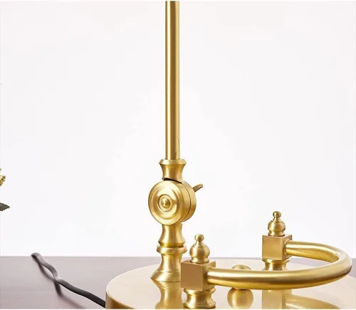Vista 3 de Brass Desktop Table Lamp Retro Style Desk Lamp/Bankers Lamp/Office with Green Glass Shade Pull Switch and Solid Base