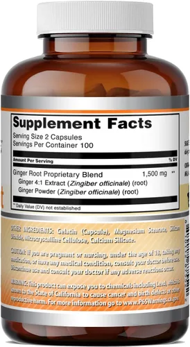 Vista 5 de Amazing Formulas - Suplemento 4:1 de raíz de jengibre, 1500 mg por porción, suplemento de cápsulas, sin OMG, sin gluten, fabricado en Estados Unidos