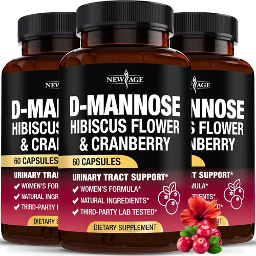 Vista 8 de NEW AGE D-manosa con arándano e hibisco - Alta resistencia para la salud del tracto urinario - Suplemento para mujeres - Soporte de vejiga, hígado