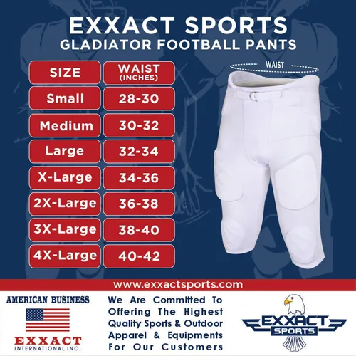 Vista 7 de Exxact Sports Gladiator - Pantalones de fútbol integrados para hombre con almohadillas, pantalones de práctica de fútbol, pantalones de fútbol