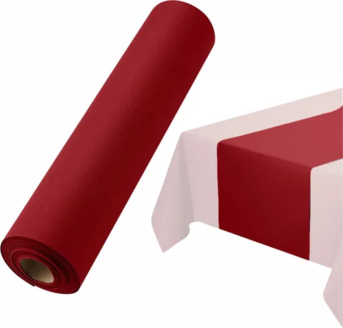 Vista 14 de Camino de mesa desechable para mesa de comedor, 16 pulgadas, paquete de 20 caminos de mesa de papel rosa similar al lino para fiestas, bodas