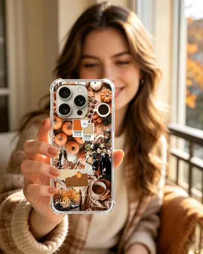 Vista 2 de Funda estética de otoño hippie compatible con iPhone 14 Pro Max, funda de collage de calabaza de otoño para iPhone 14 Pro Max para adolescentes