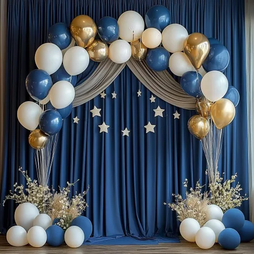 Vista 41 de Cortina de fondo azul bebé de 10 pies x 8 pies sin arrugas para fiesta, cortinas de fondo de poliéster azul para fotografías, decoraciones para baby