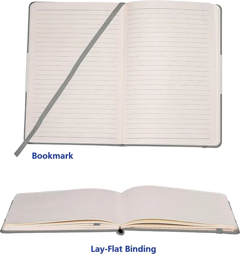 Vista 3 de SETTINI Diario con bolígrafo, cuaderno de tapa dura, diario rayado, cuaderno A5, diario de escritura con bolígrafo de lujo (brújula gris)