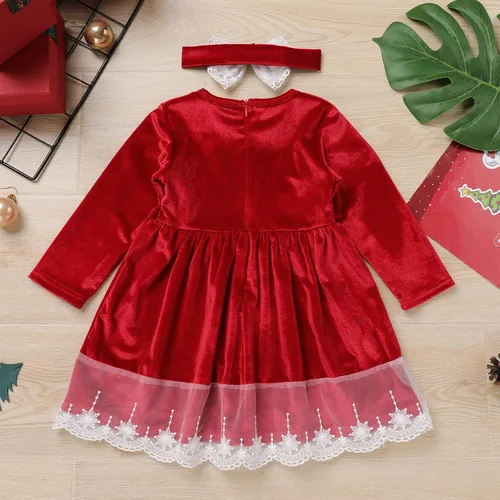 Vista 3 de ODIZLI Vestido de terciopelo para niñas pequeñas, manga larga, volantes, ropa de otoño e invierno