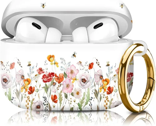 Vista 12 de Funda compatible con AirPod Pro de 2ª/1ª generación, ligera y duradera, resistente con llavero, diseño elegante funda para AirPod para mujer
