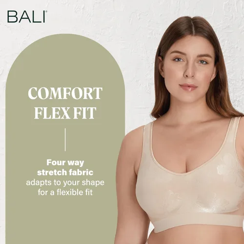 Vista 8 de Bali Sujetadores sin aros para mujer - Comfort Revolution - Brasier sin aros - Ajustable y de apoyo - Talla grande para mujer Trópico de almendras